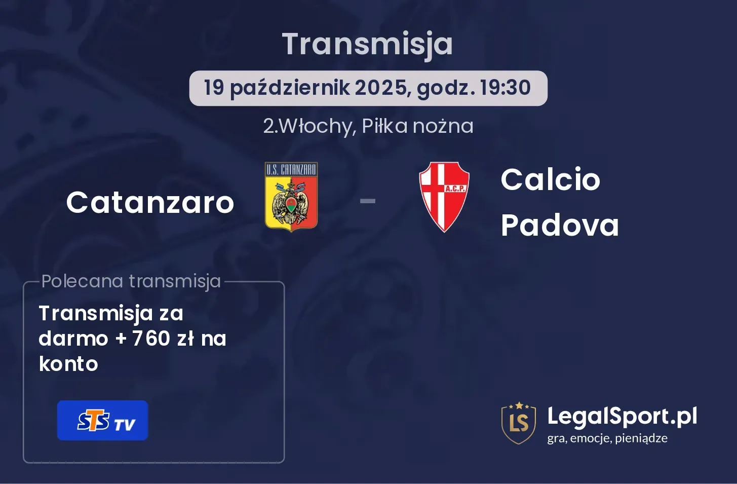 Catanzaro - Calcio Padova Transmisje