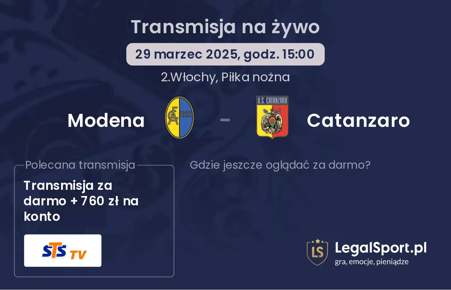 Modena - Catanzaro gdzie oglądać transmisję?