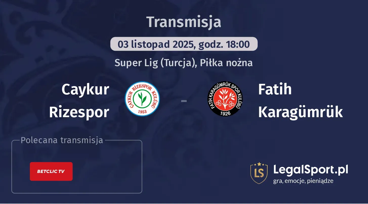 Caykur Rizespor - Fatih Karagümrük Transmisje