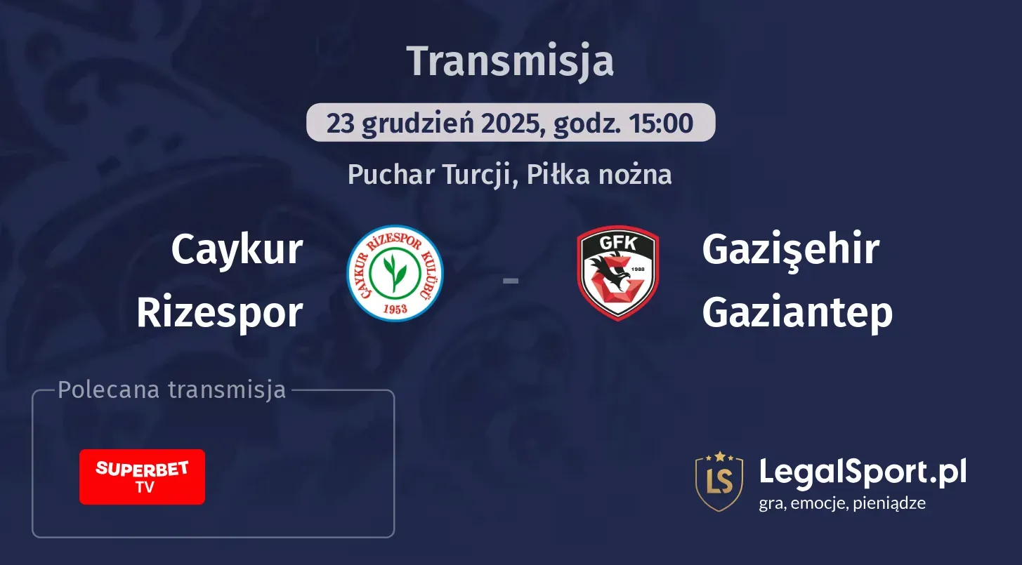 Caykur Rizespor - Gazişehir Gaziantep Transmisje