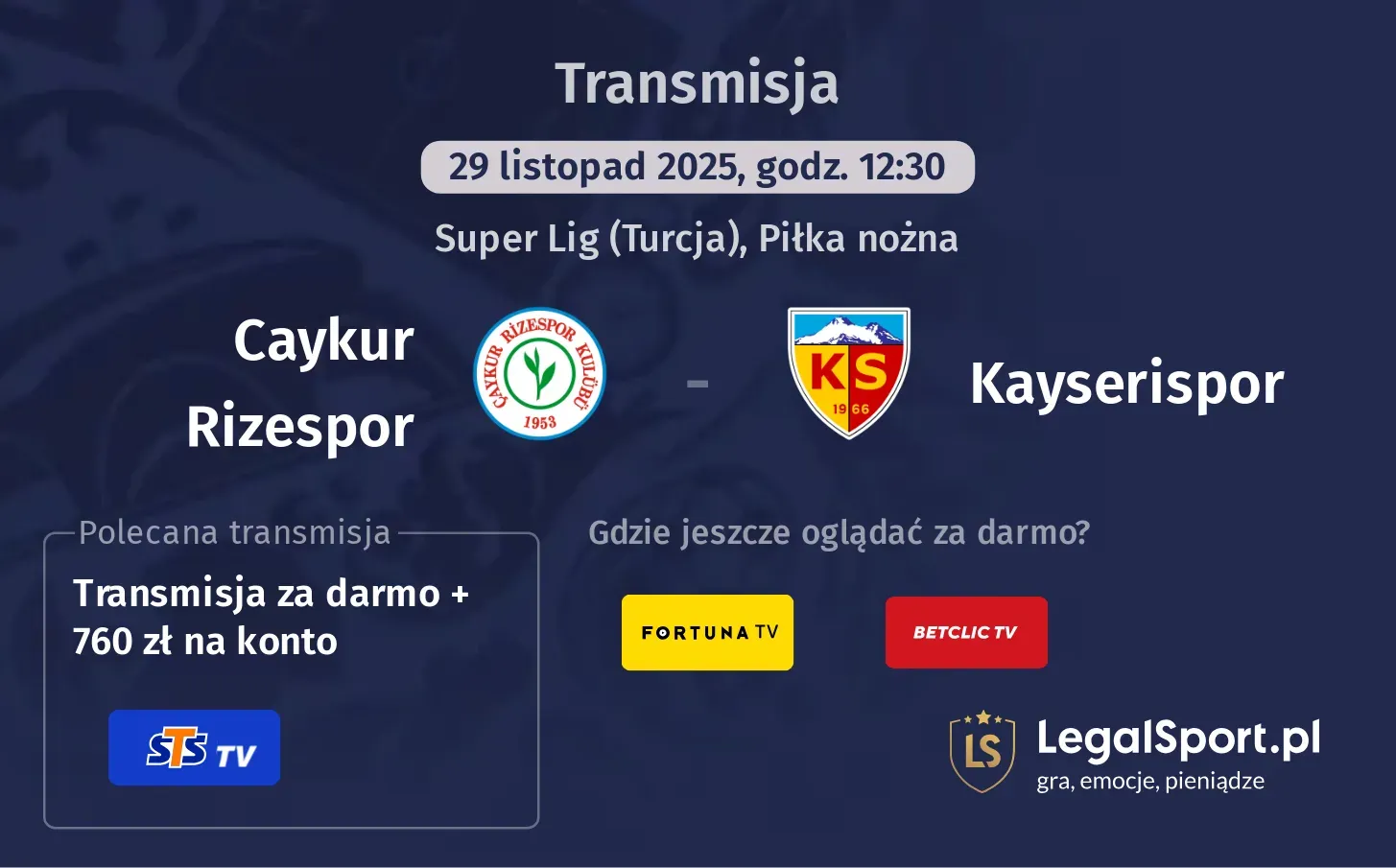 Caykur Rizespor - Kayserispor Transmisje