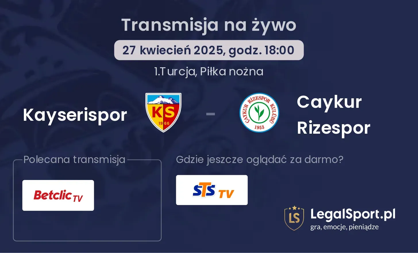 Kayserispor - Caykur Rizespor gdzie oglądać transmisję?
