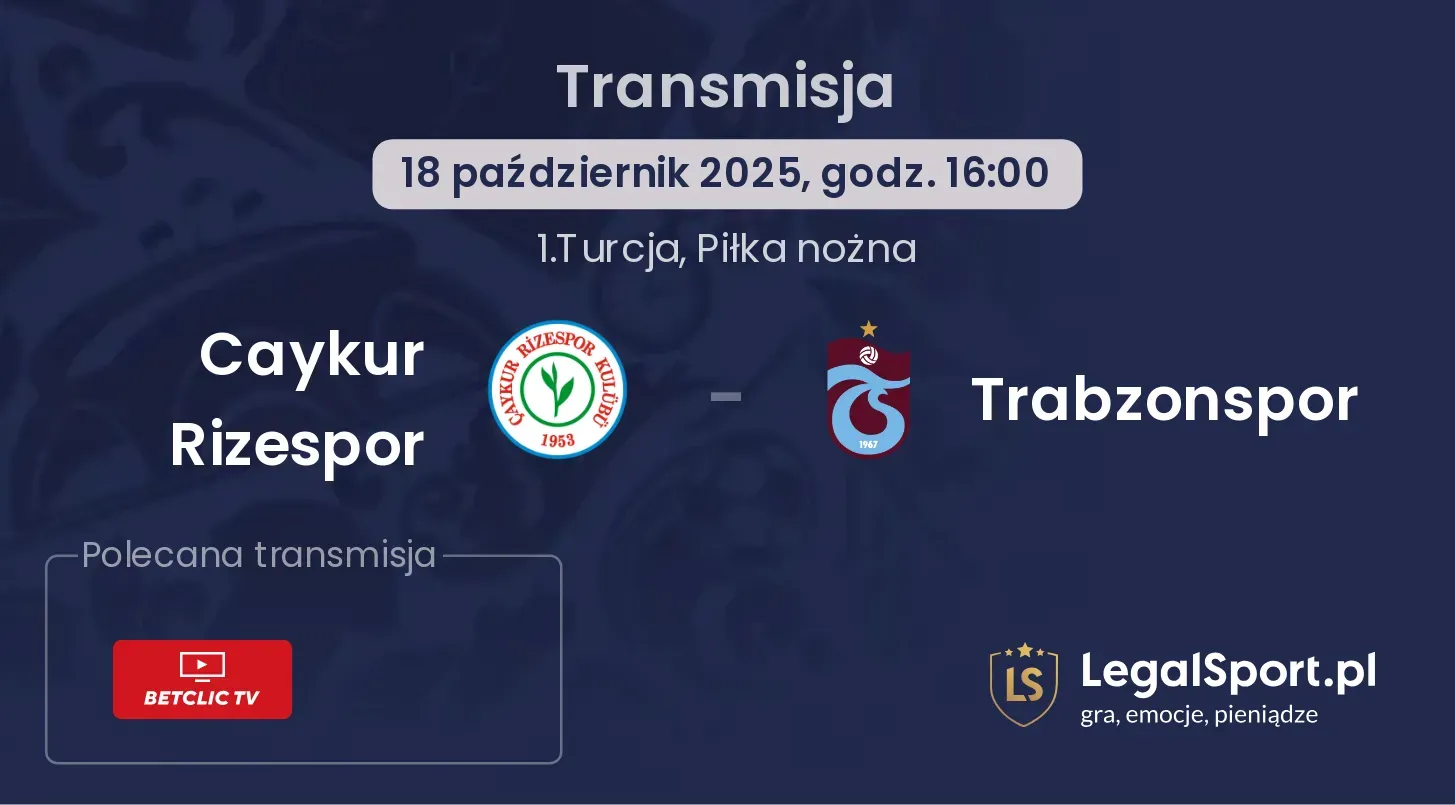 Caykur Rizespor - Trabzonspor Transmisje