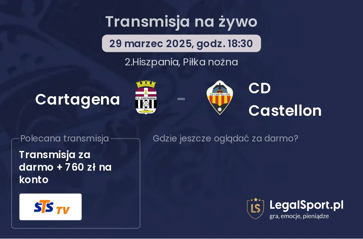 Cartagena - CD Castellon gdzie oglądać?