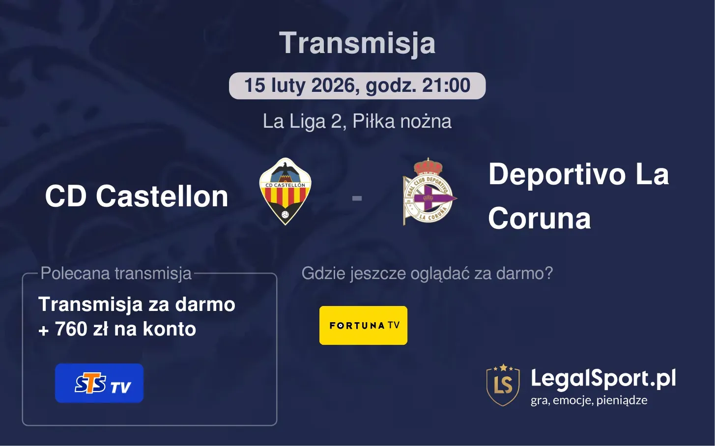 CD Castellon - Deportivo La Coruna Transmisje