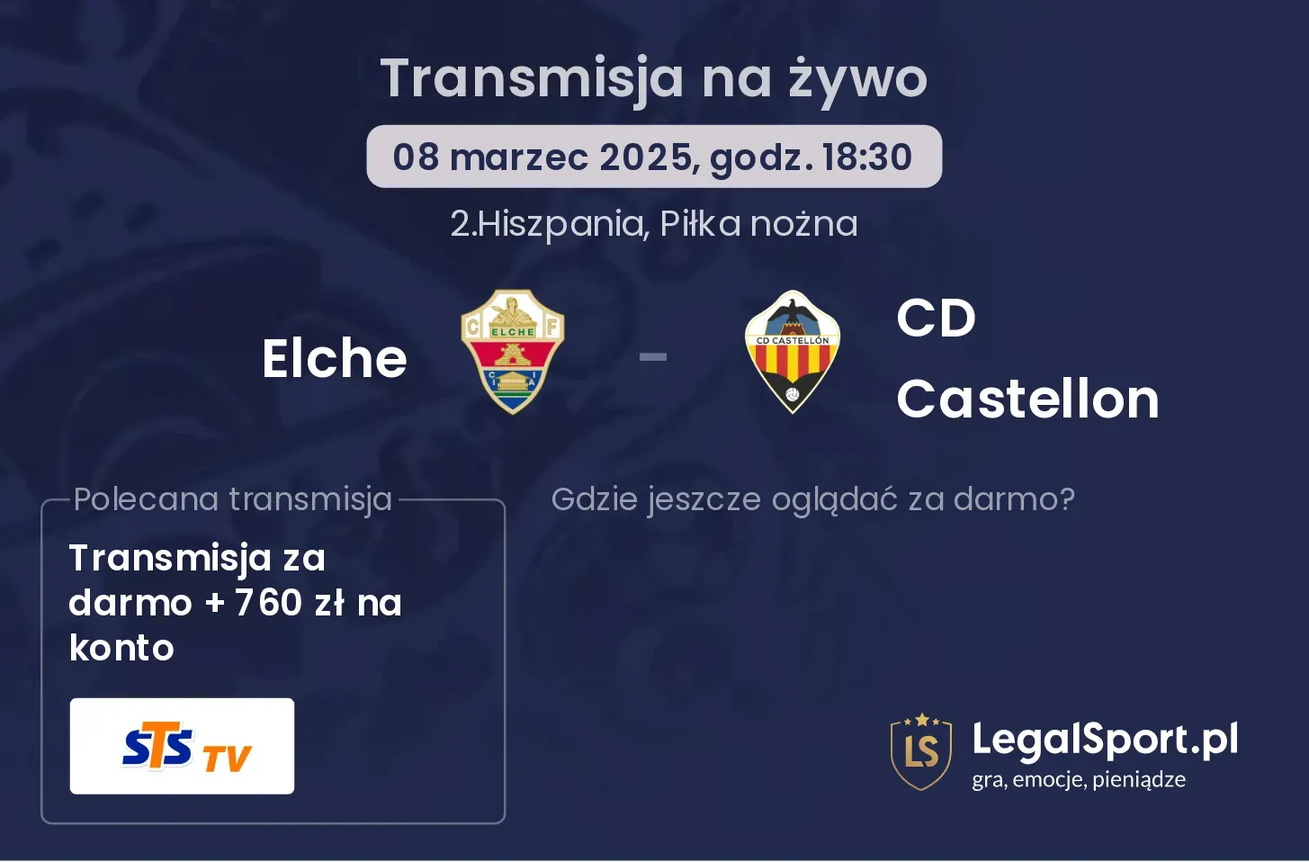 Elche - CD Castellon gdzie oglądać?