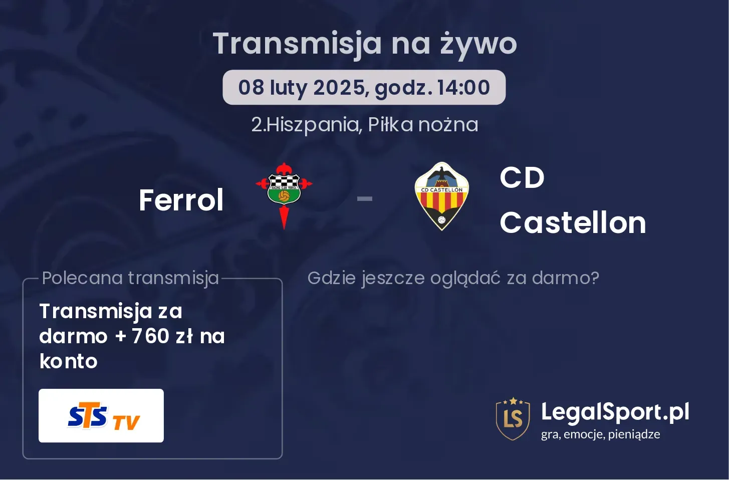 Ferrol - CD Castellon gdzie oglądać transmisję?