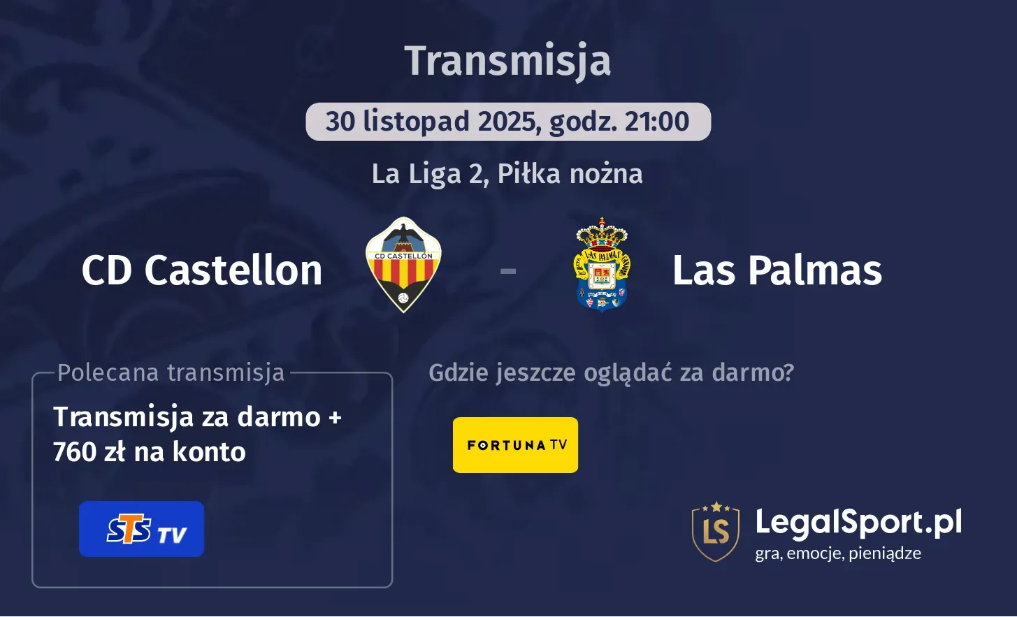 CD Castellon - Las Palmas Transmisje