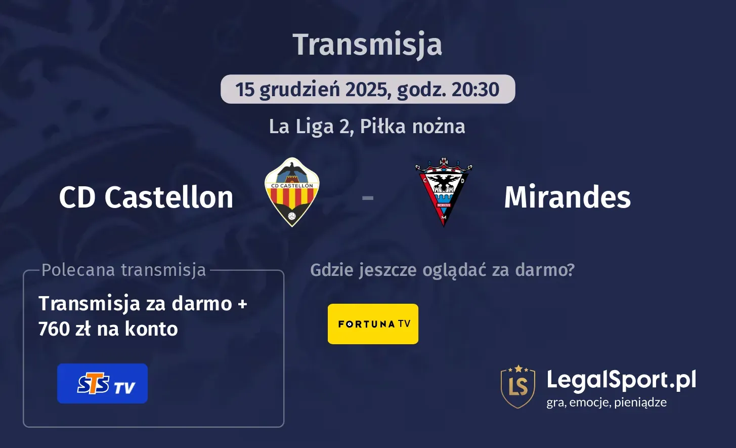 CD Castellon - Mirandes Transmisje