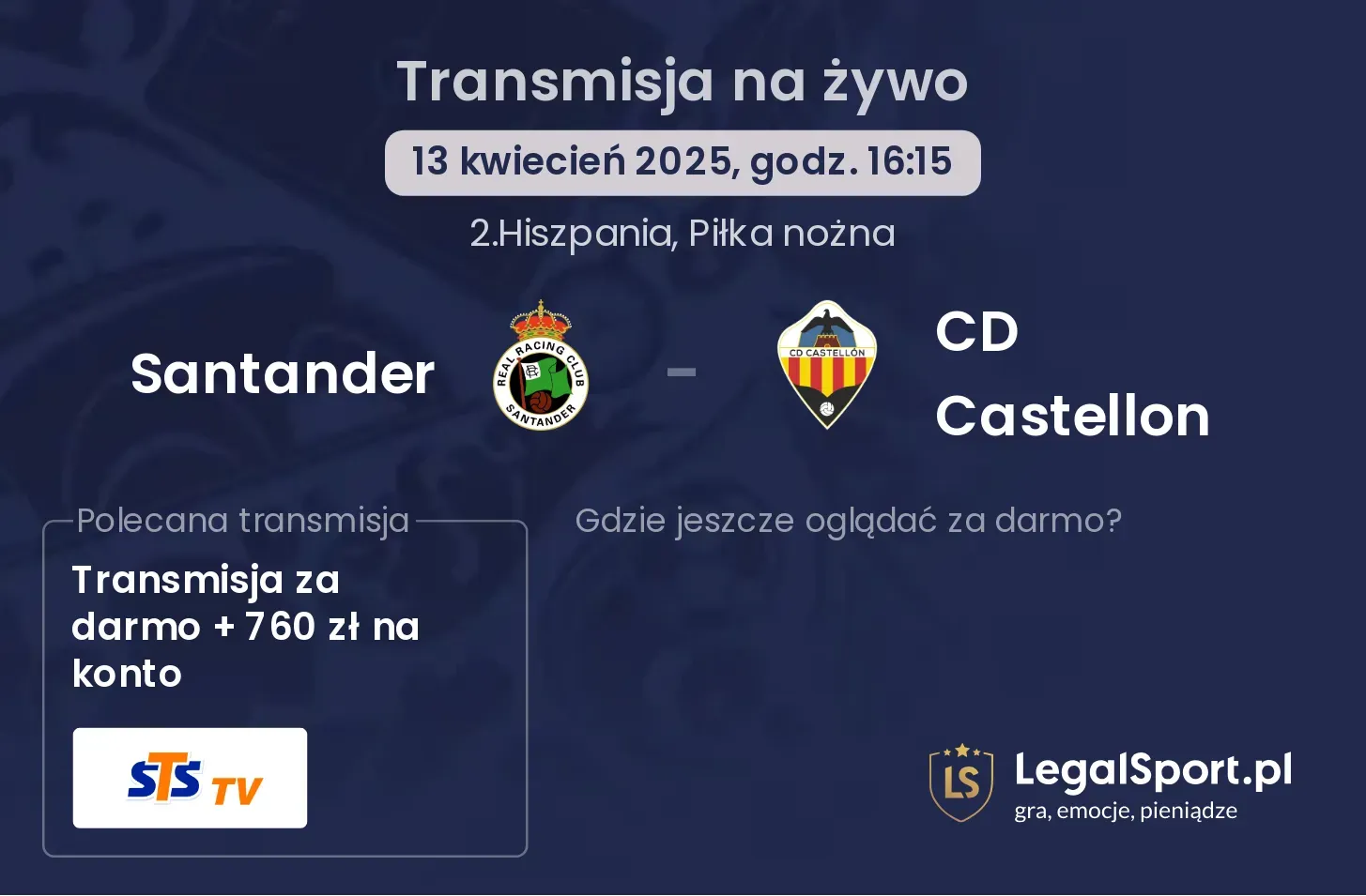 Santander - CD Castellon gdzie oglądać?