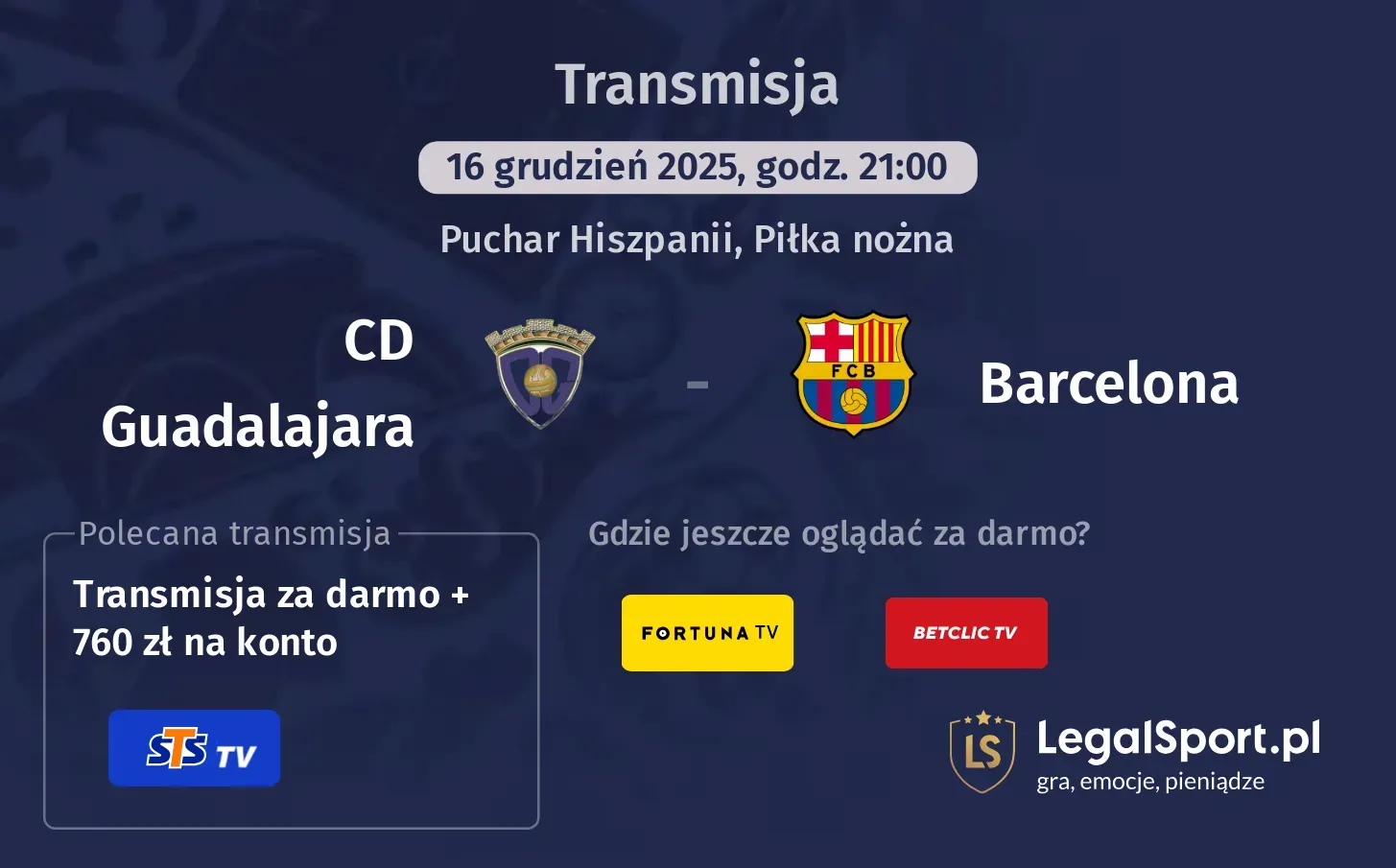 CD Guadalajara - Barcelona Transmisje