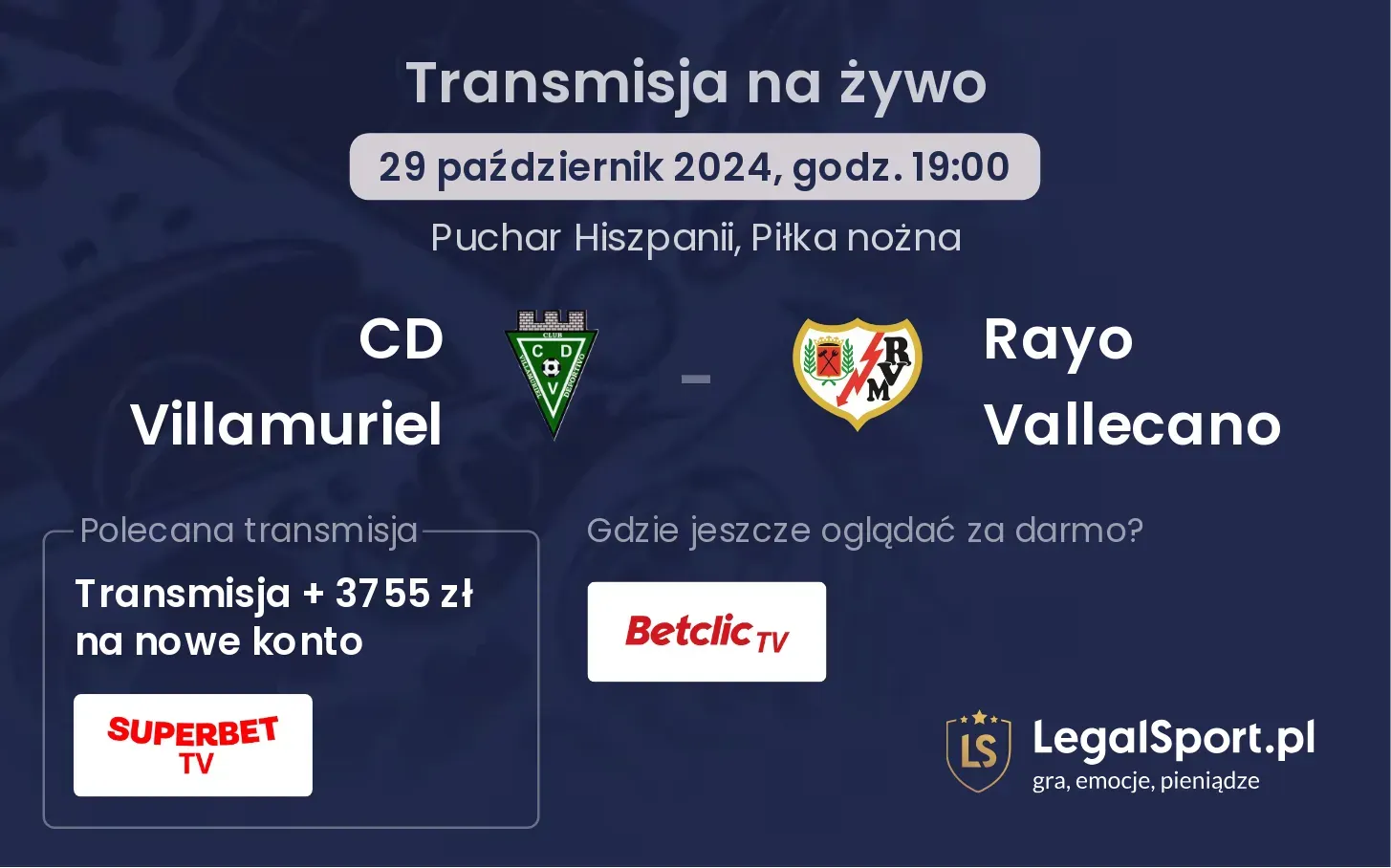 CD Villamuriel - Rayo Vallecano gdzie oglądać? 29.10, godz. 19:00