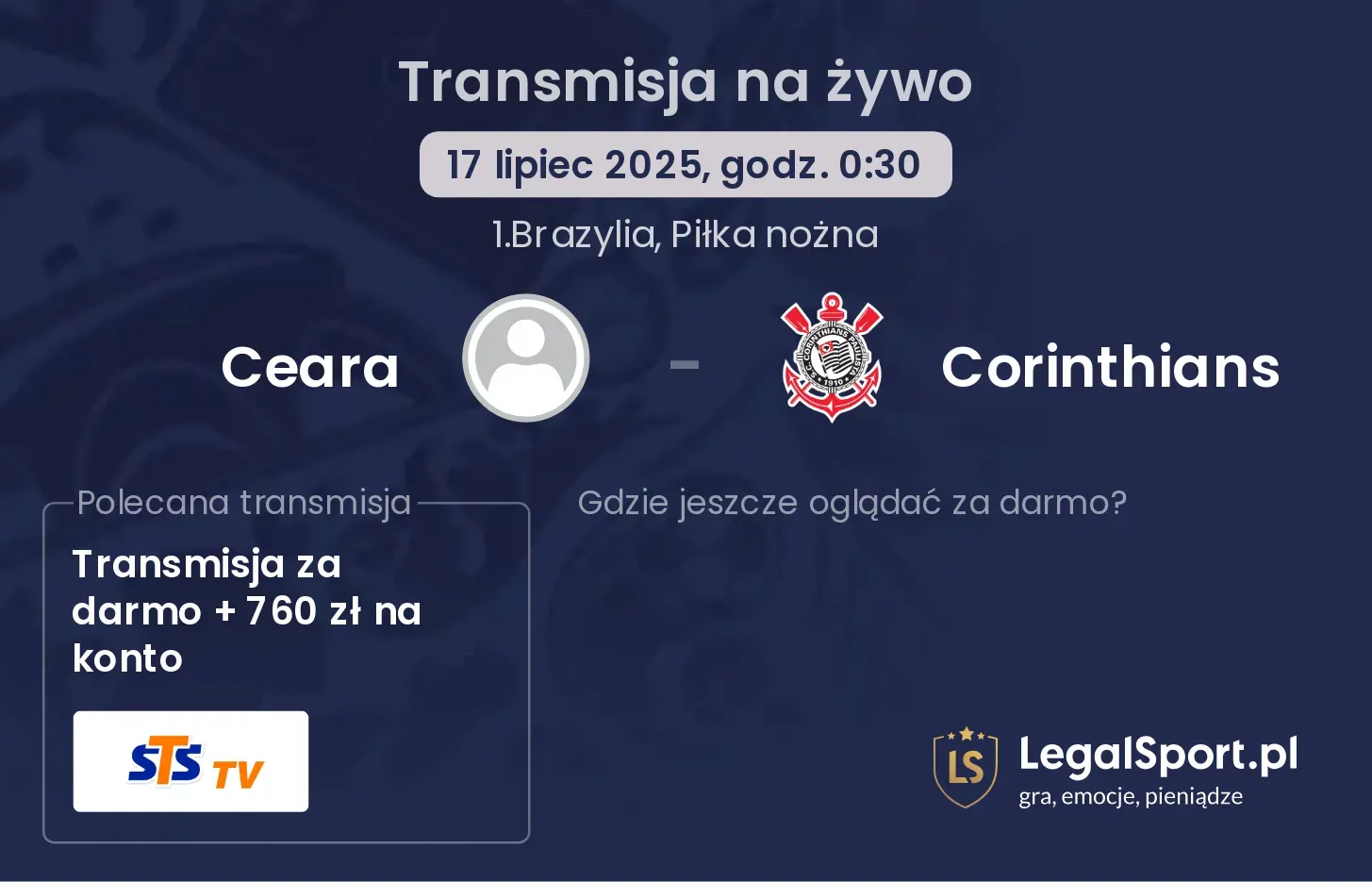 Ceara - Corinthians gdzie oglądać?