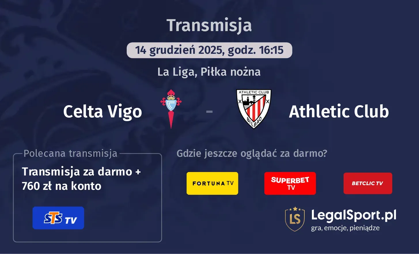 Celta Vigo - Athletic Club Transmisje