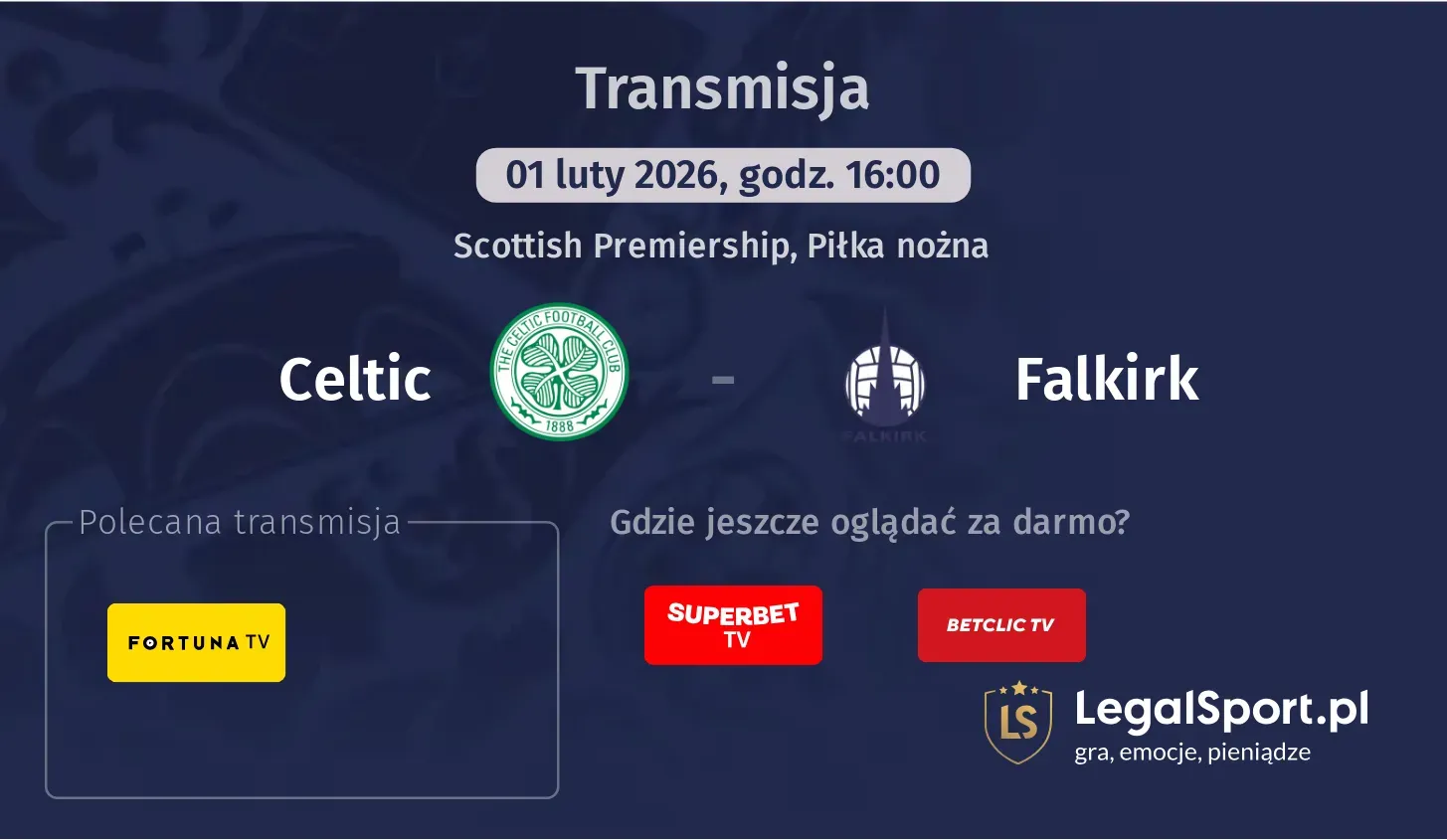 Celtic - Falkirk Transmisje
