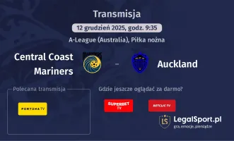 Central Coast Mariners - Auckland gdzie oglądać? (12.12)