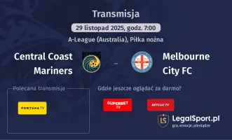 Central Coast Mariners - Melbourne City FC gdzie oglądać? (29.11)