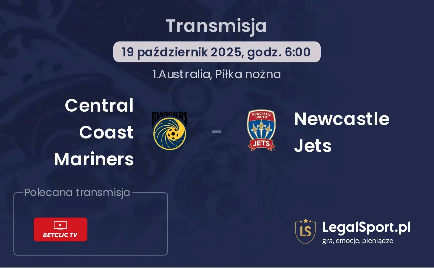 Central Coast Mariners - Newcastle Jets gdzie oglądać?