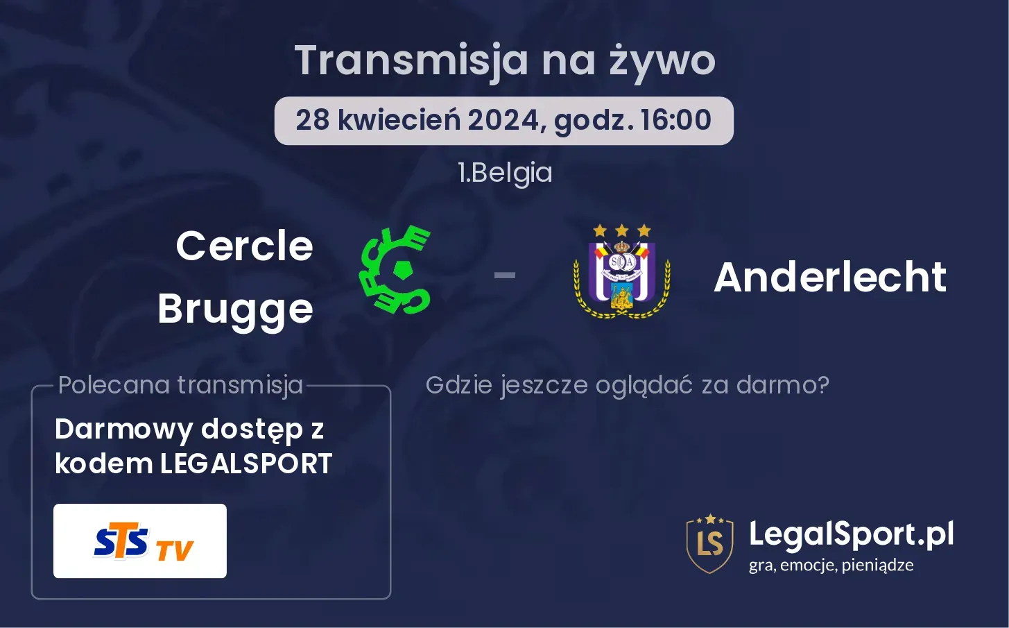 Cercle Brugge - Anderlecht transmisja na żywo