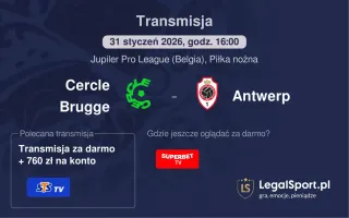 Cercle Brugge - Antwerp gdzie oglądać? (31.01)