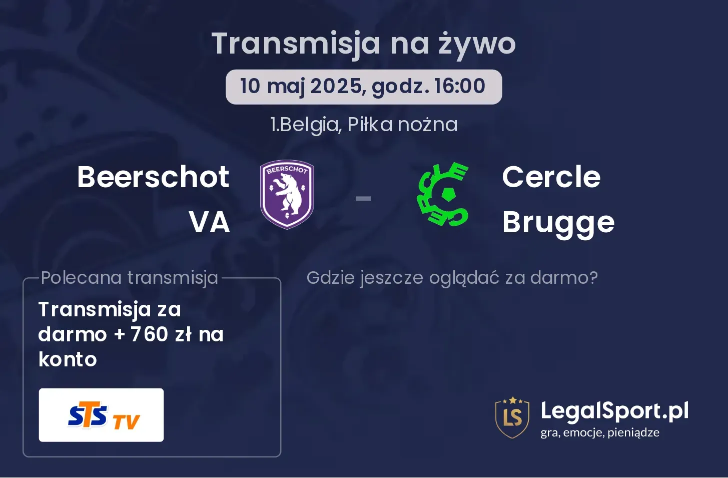 Beerschot VA - Cercle Brugge gdzie oglądać?