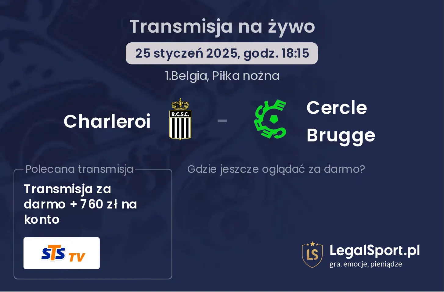 Charleroi - Cercle Brugge gdzie oglądać?