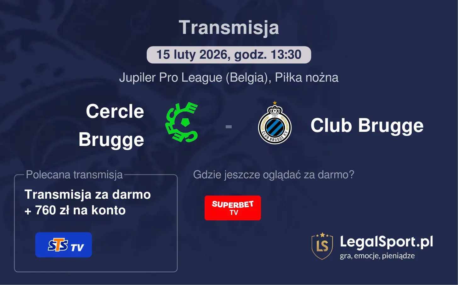 Cercle Brugge - Club Brugge Transmisje