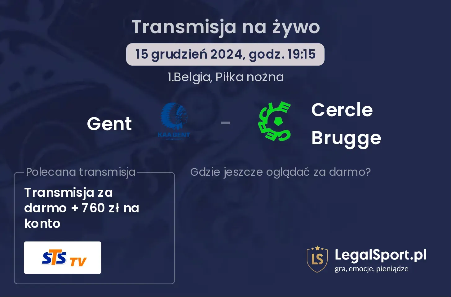 Gent - Cercle Brugge gdzie oglądać?