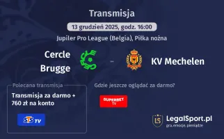 Cercle Brugge - KV Mechelen gdzie oglądać? (13.12)