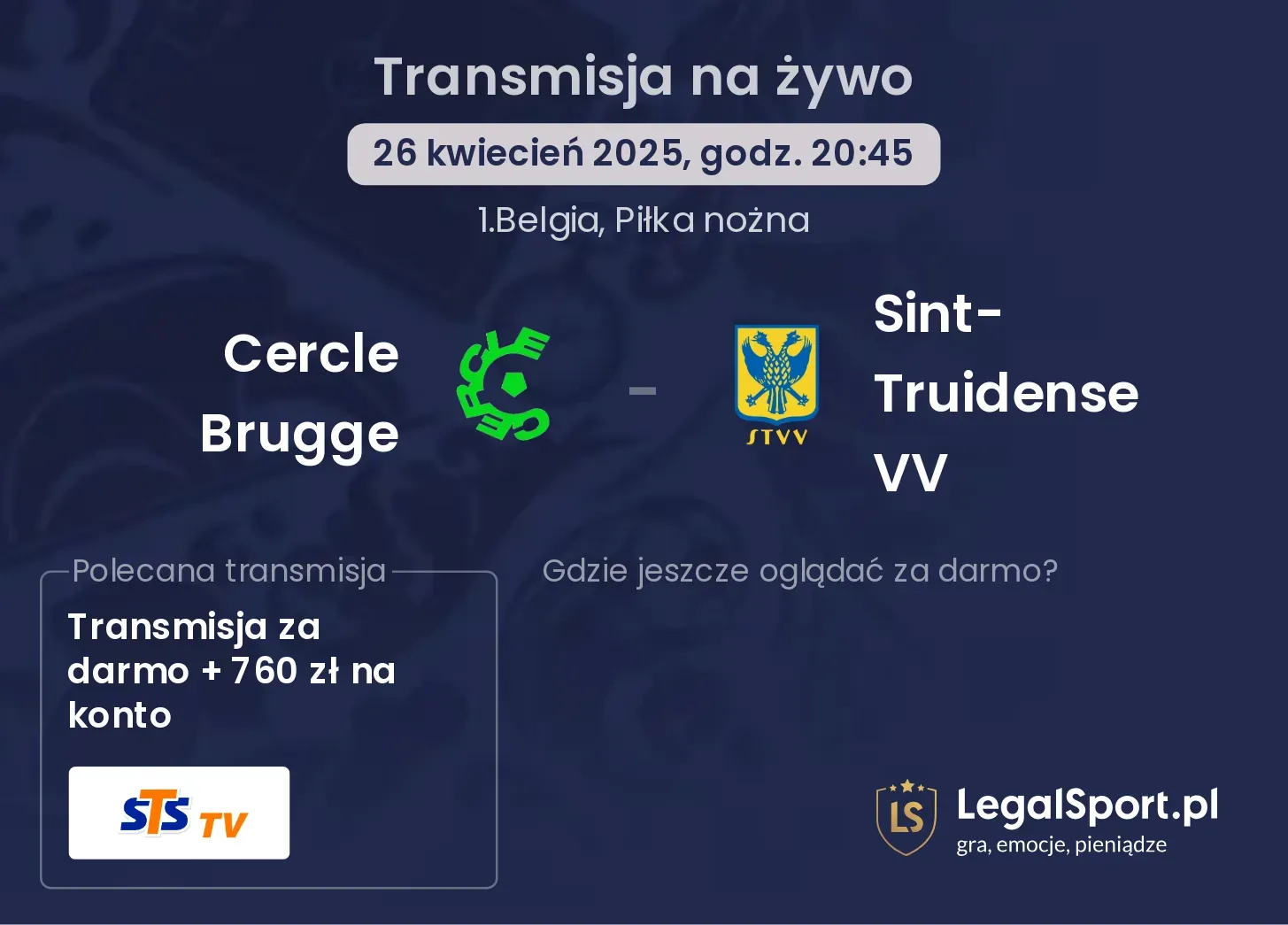 Cercle Brugge - Sint-Truidense VV gdzie oglądać?