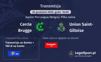 Cercle Brugge - Union Saint-Gilloise gdzie oglądać? (26.12)