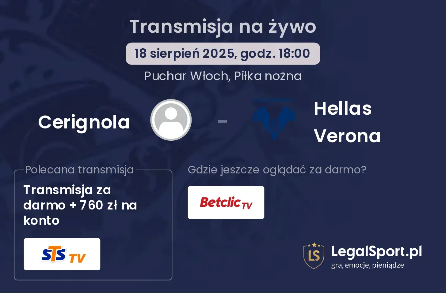 Cerignola - Hellas Verona gdzie oglądać?