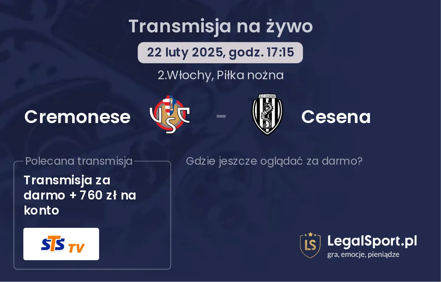 Cremonese - Cesena gdzie oglądać?