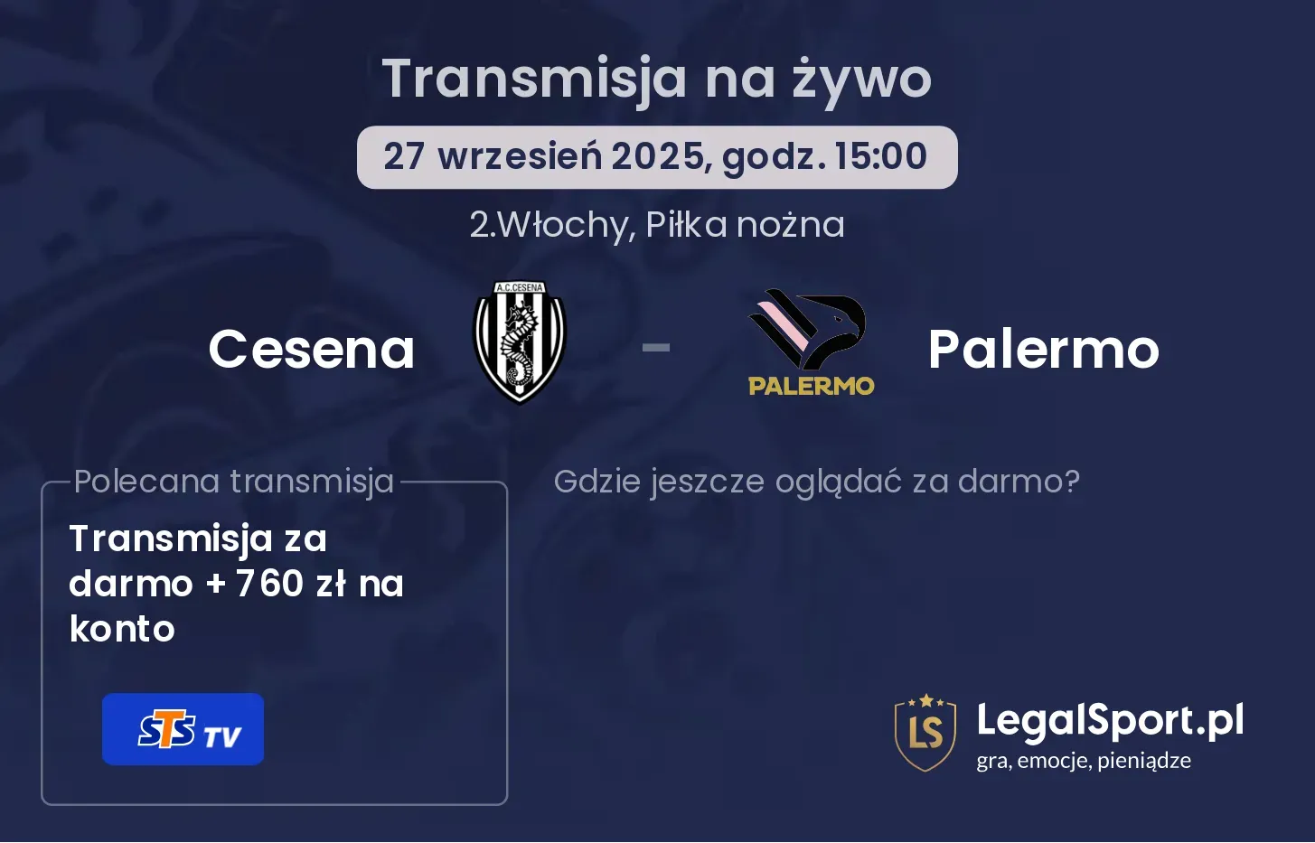 Cesena - Palermo gdzie oglądać?