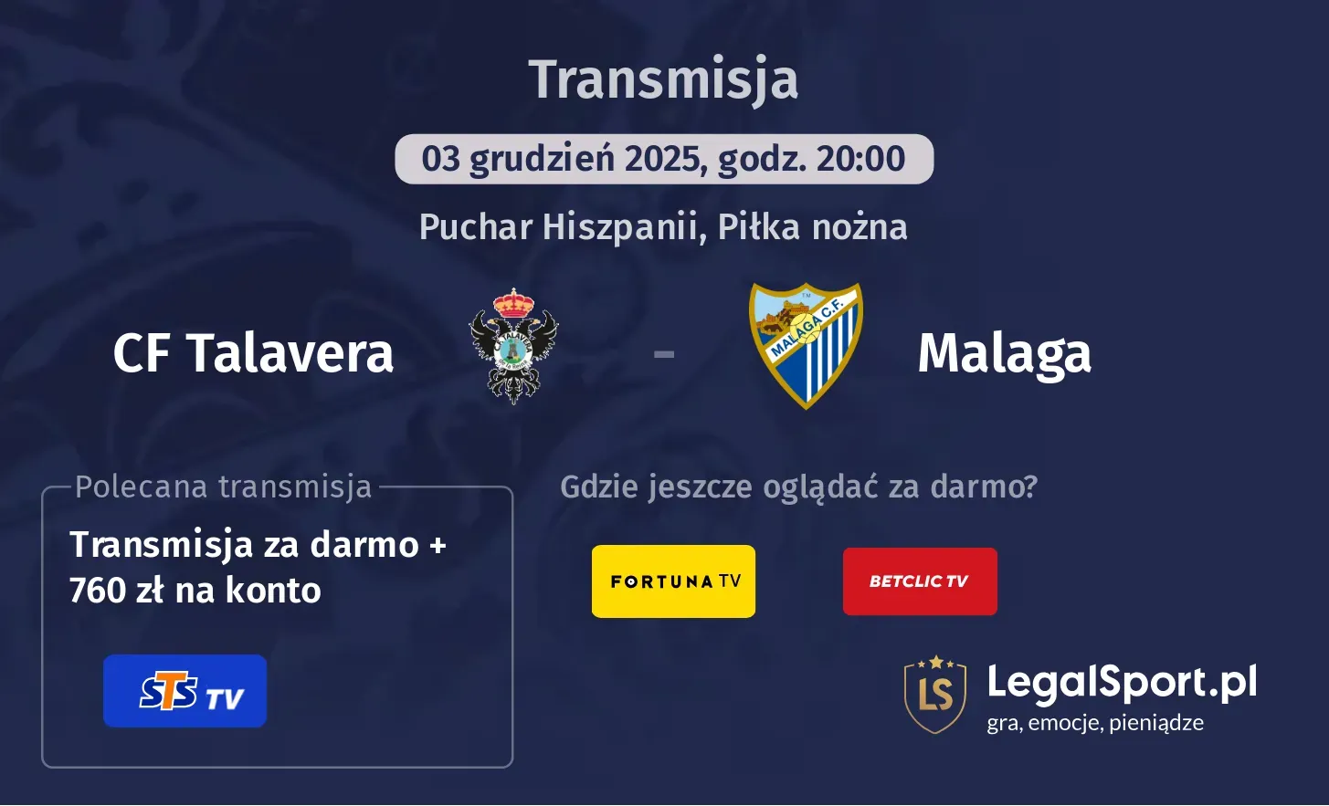 CF Talavera - Malaga Transmisje