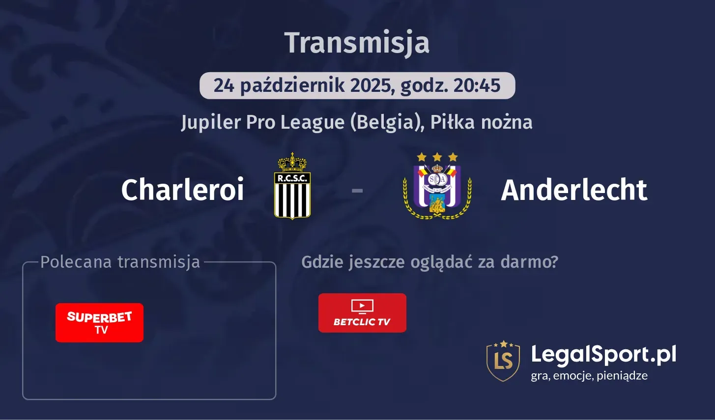 Charleroi - Anderlecht Transmisje