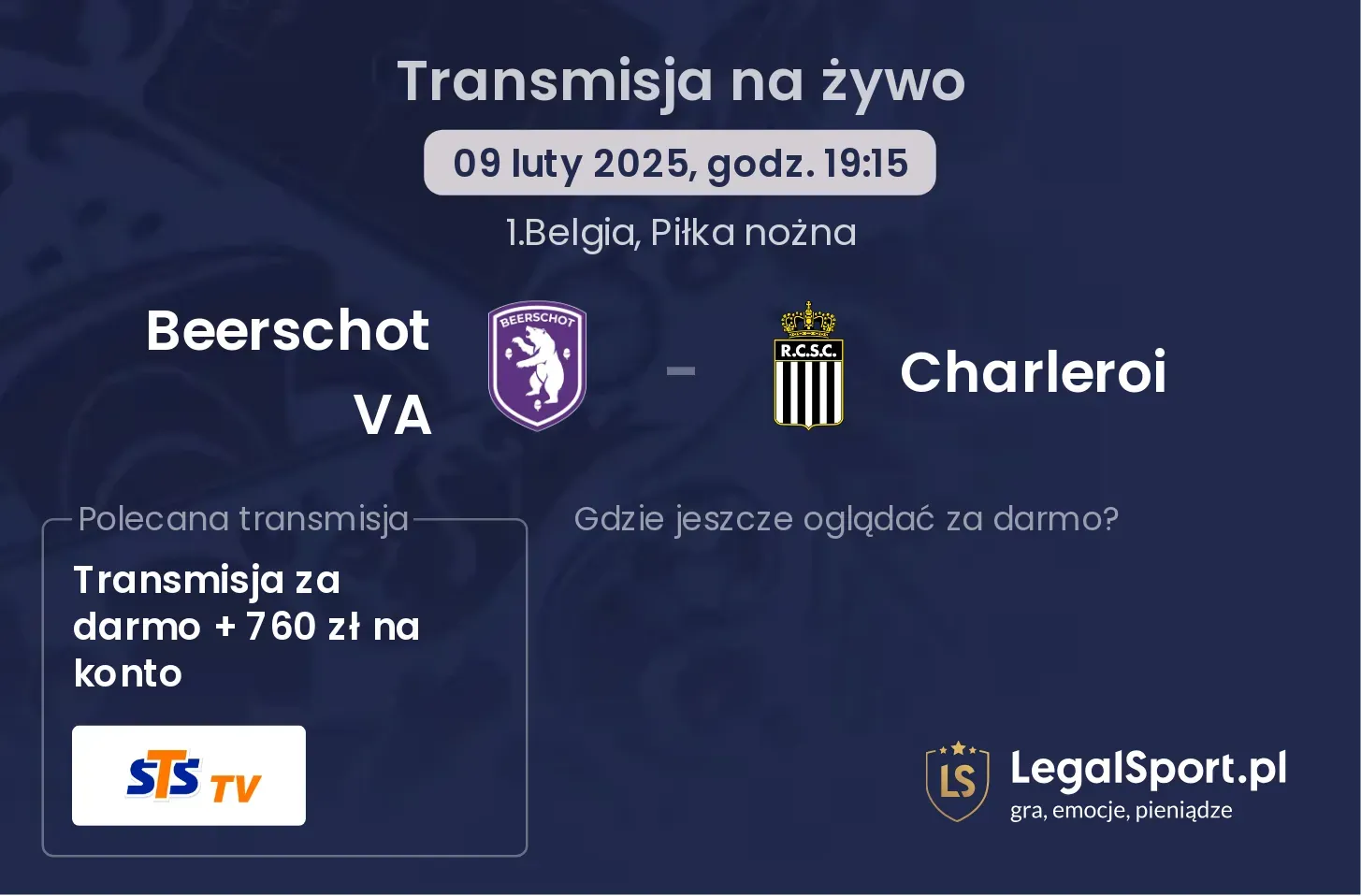 Beerschot VA - Charleroi gdzie oglądać?