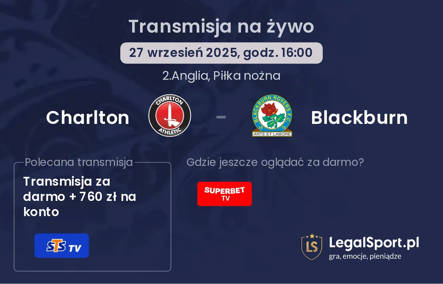 Charlton - Blackburn gdzie oglądać?