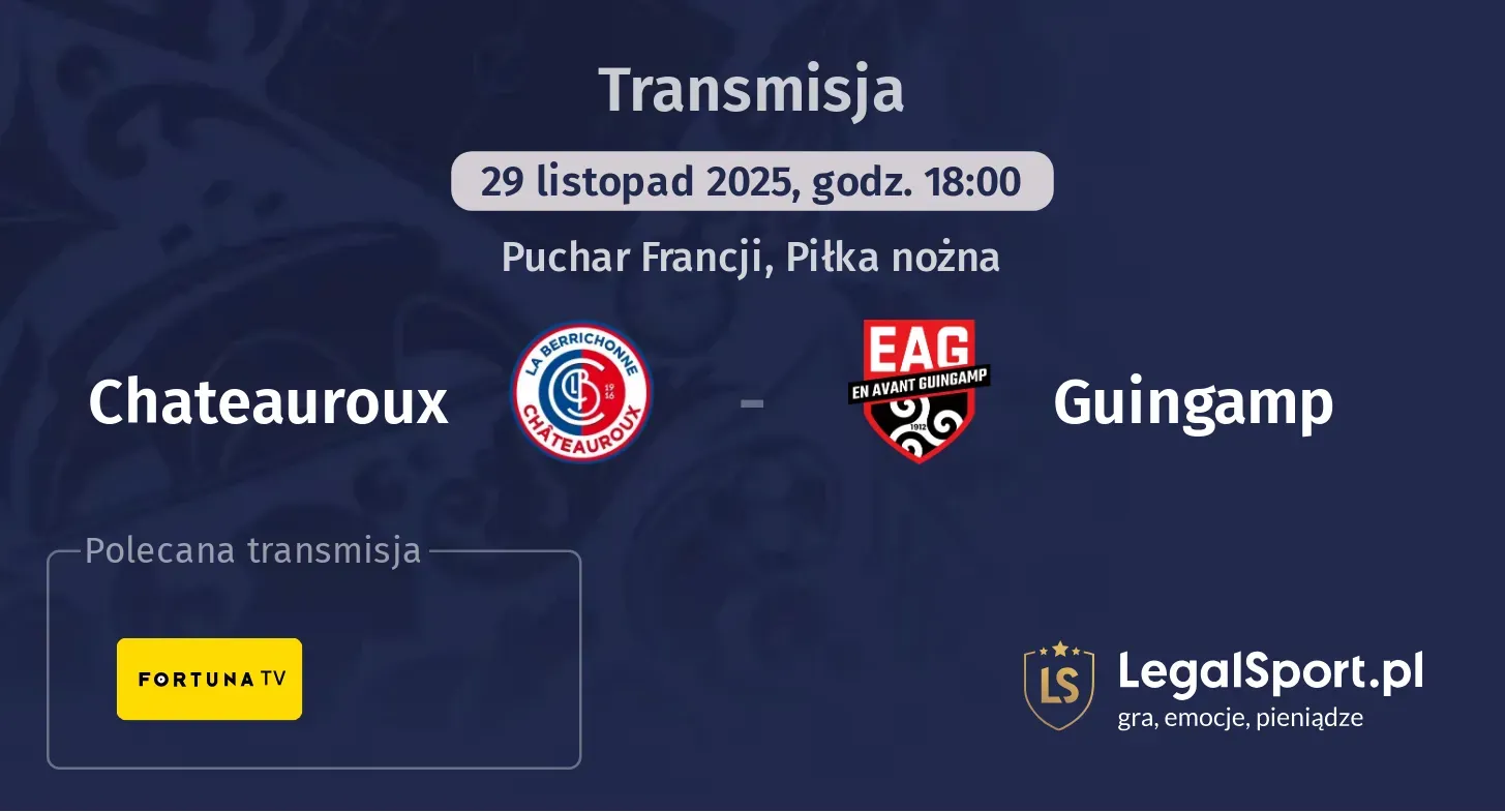 Chateauroux - Guingamp Transmisje