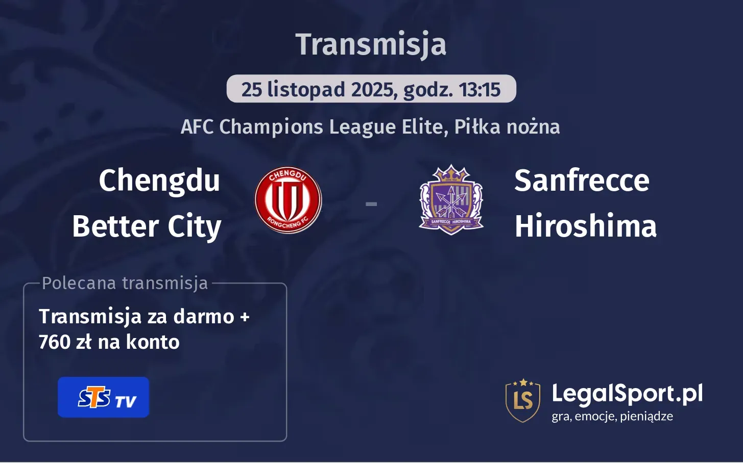 Chengdu Better City - Sanfrecce Hiroshima Transmisje