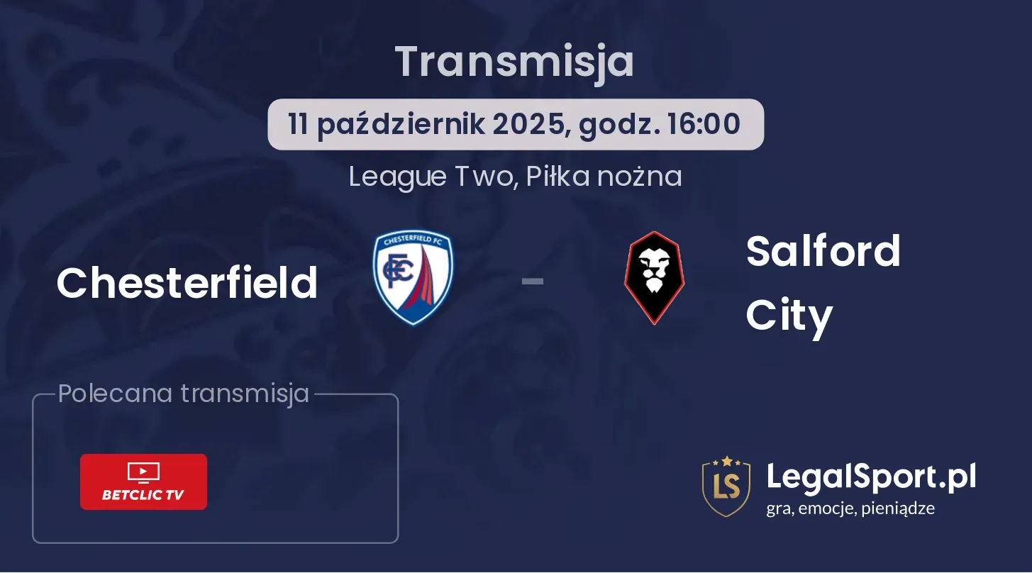 Chesterfield - Salford City gdzie oglądać?