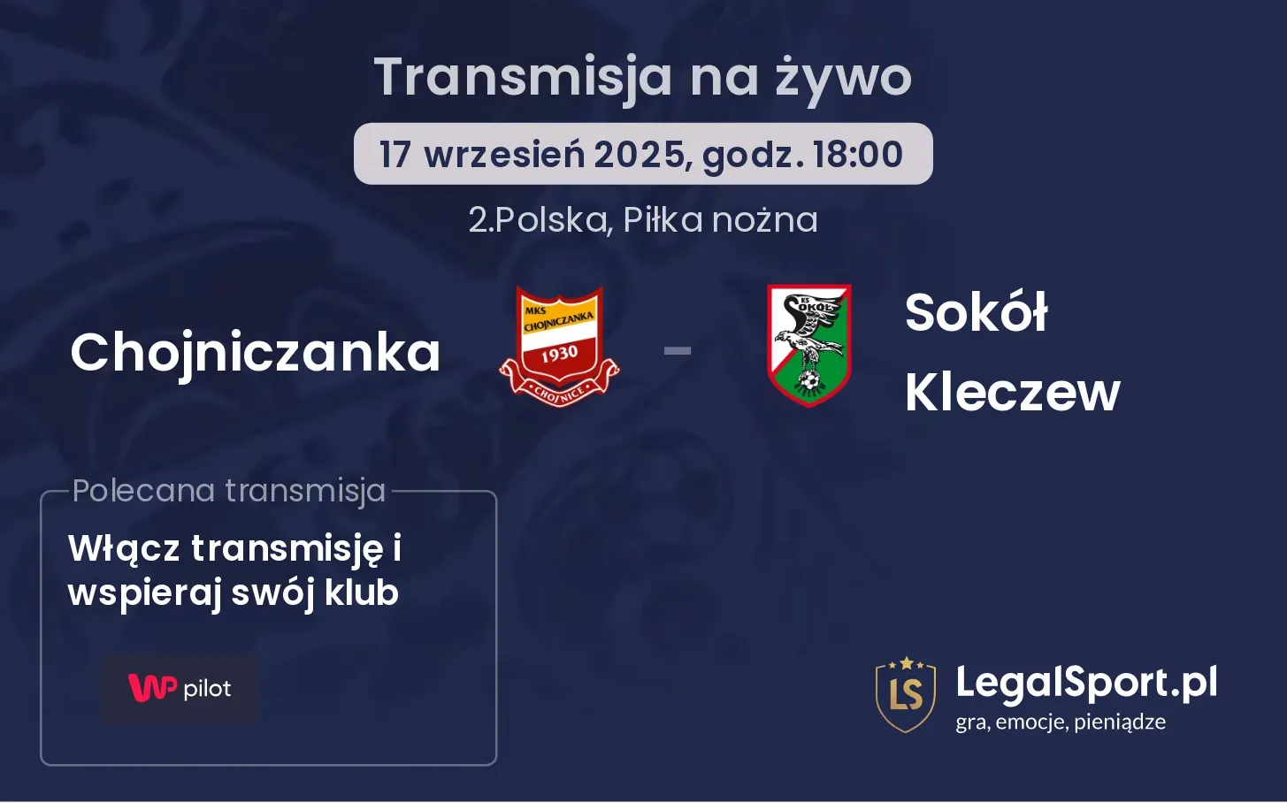 Chojniczanka - Sokół Kleczew transmisja na żywo