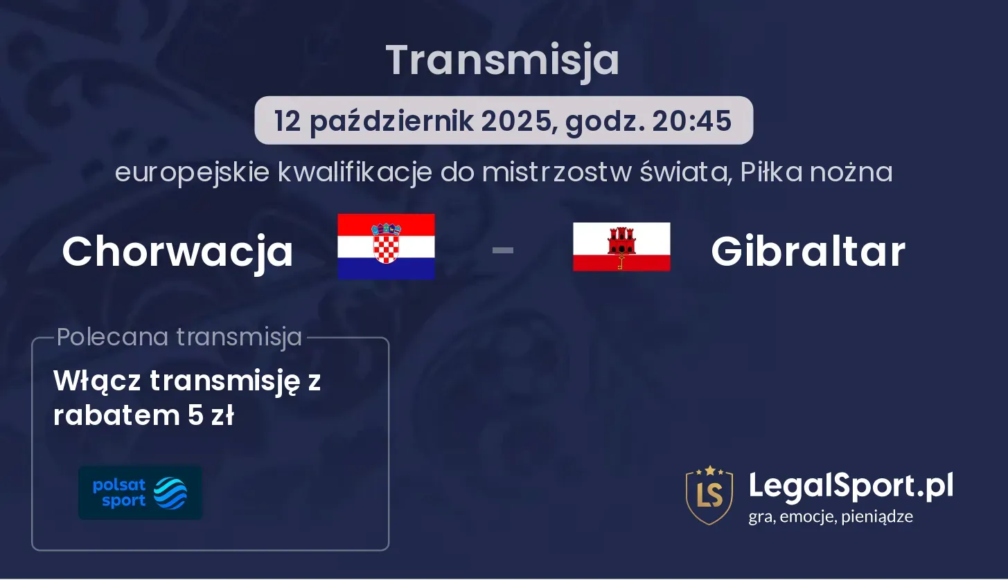 Chorwacja - Gibraltar gdzie oglądać?