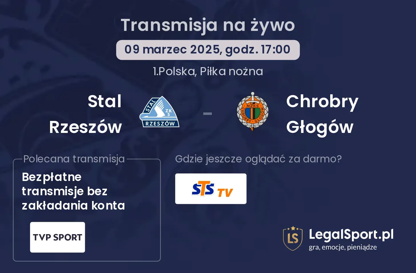 Stal Rzeszów - Chrobry Głogów gdzie oglądać?