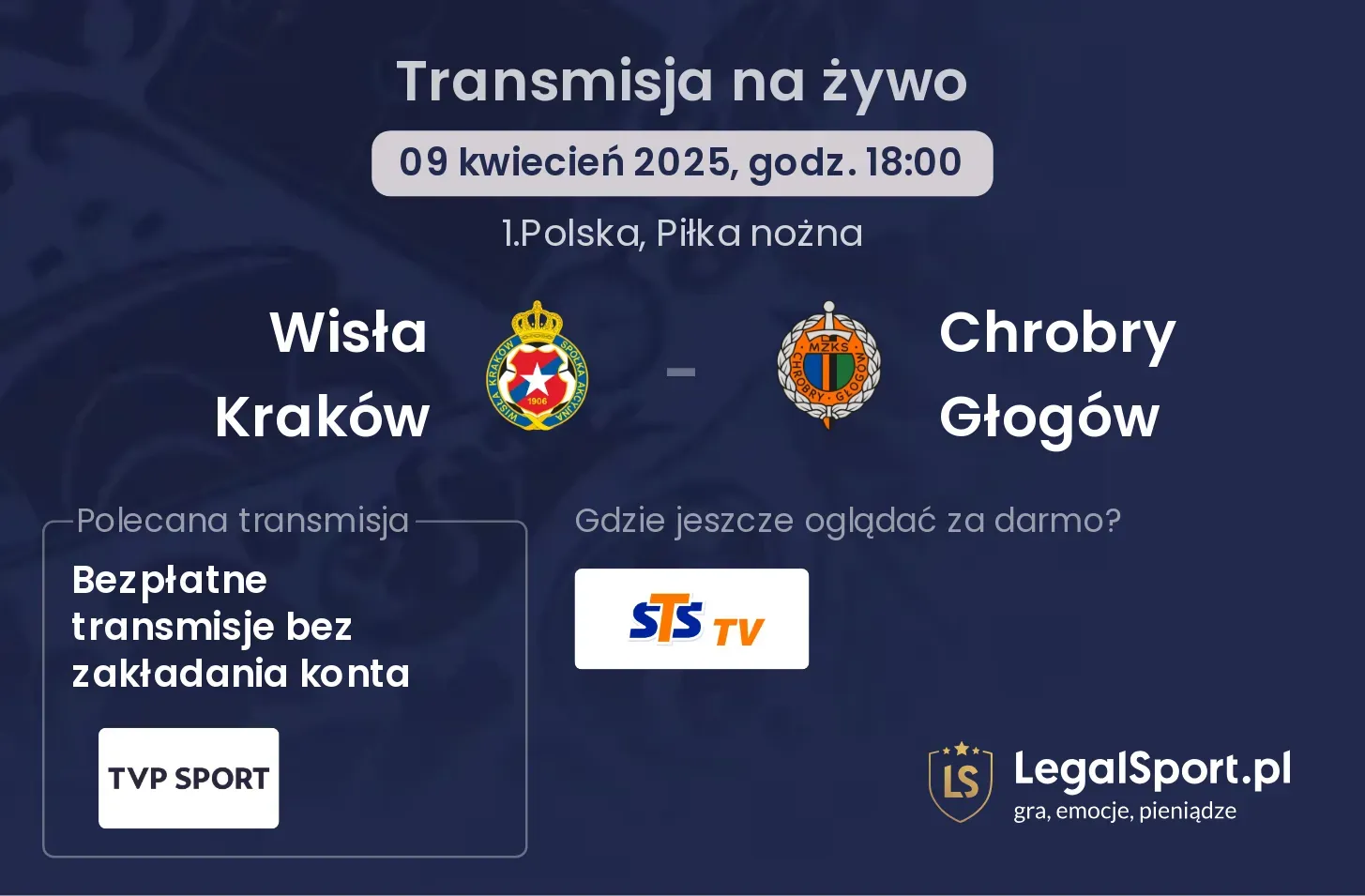 Wisła Kraków - Chrobry Głogów gdzie oglądać?