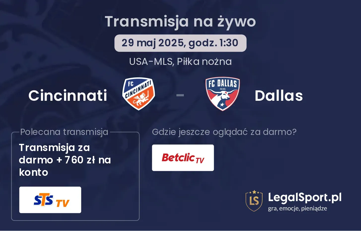 Cincinnati - Dallas transmisja na żywo