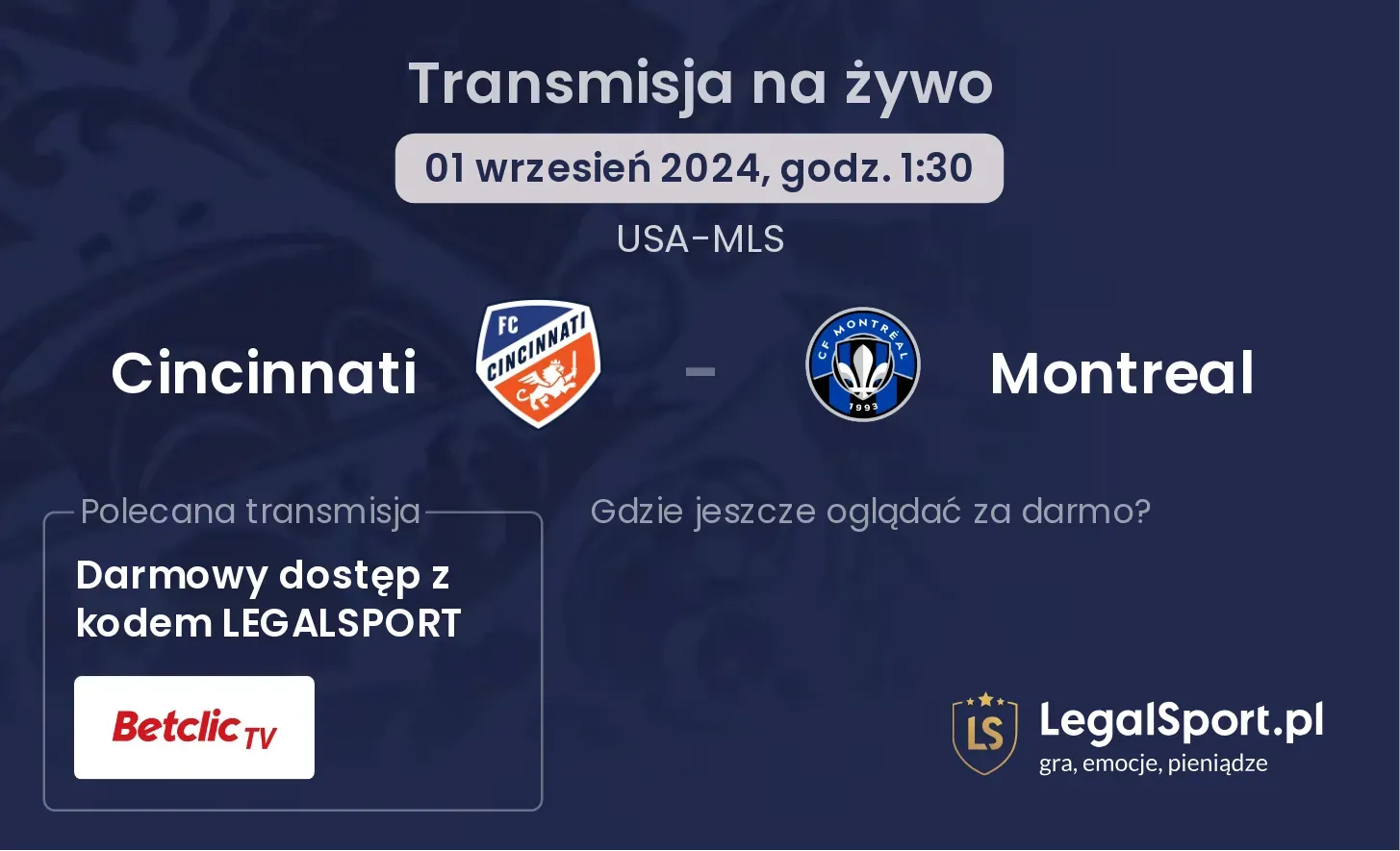 Cincinnati - Montreal gdzie oglądać? 01.09, godz. 01:30