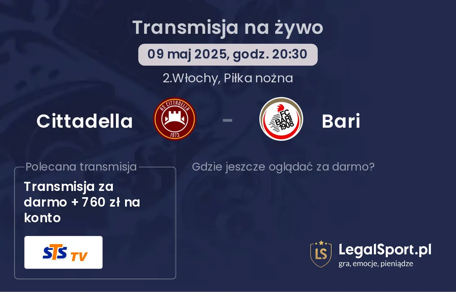 Cittadella - Bari transmisja na żywo