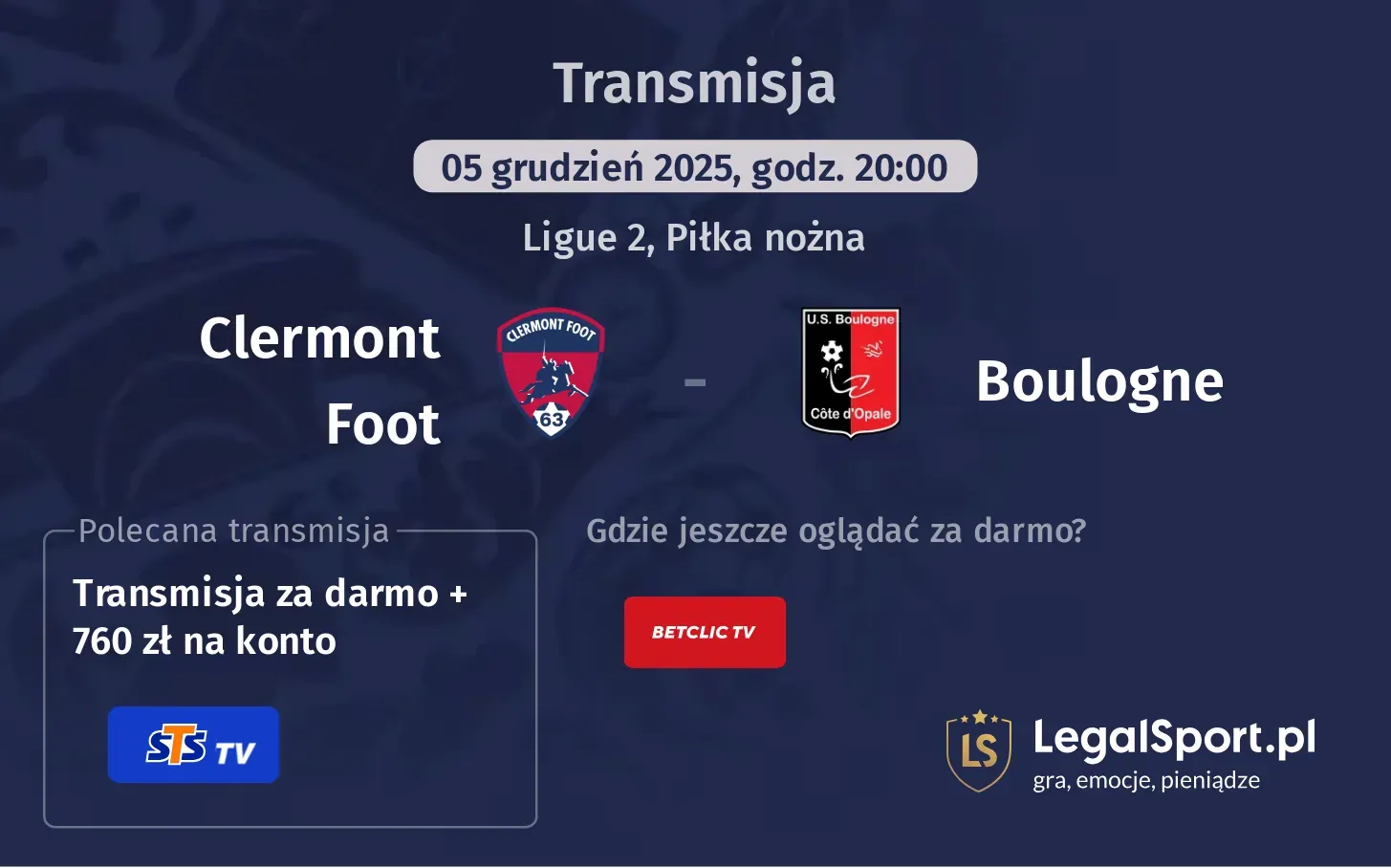 Clermont Foot - Boulogne Transmisje