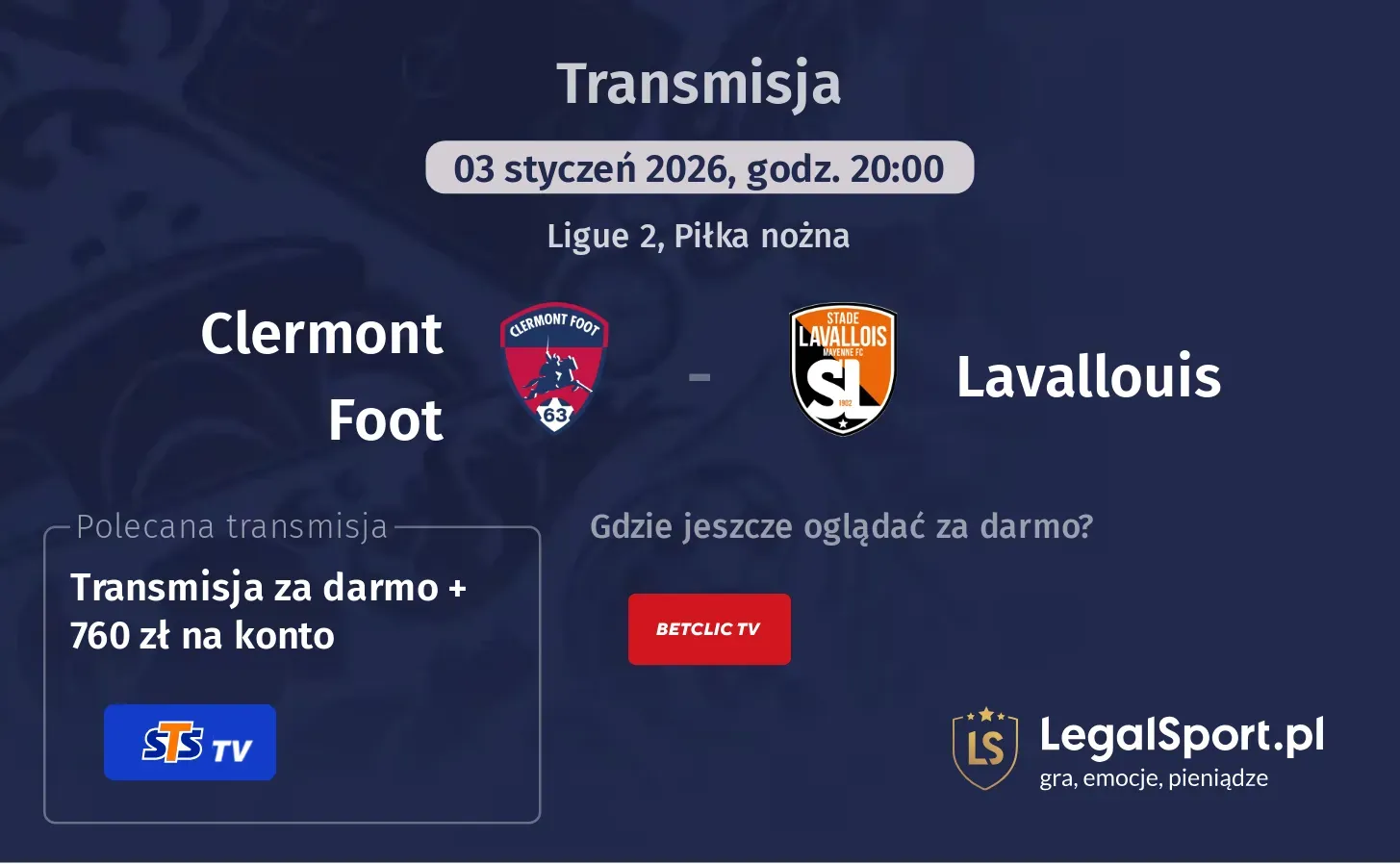 Clermont Foot - Lavallouis Transmisje